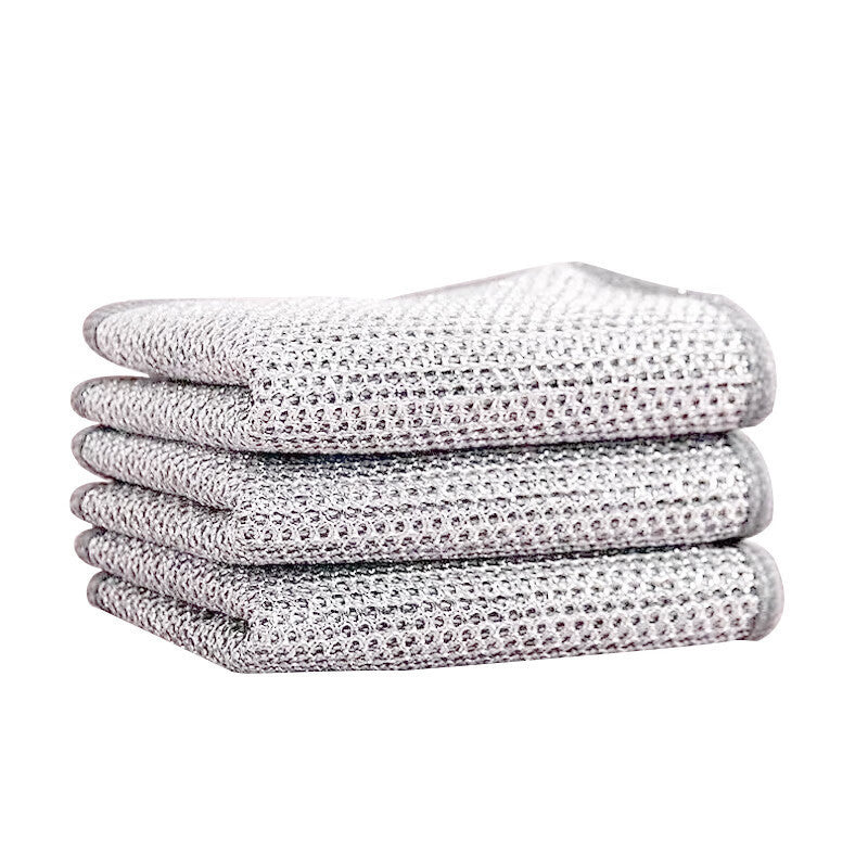 Stack of four folded textured Non-Scratch Dishwashing Cloth on a white background