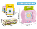 Small electronic Smart Speaking Educational Toy with a jellyfish illustration, labeled 'lightweight and portable,' next to its packaging and dimensions.